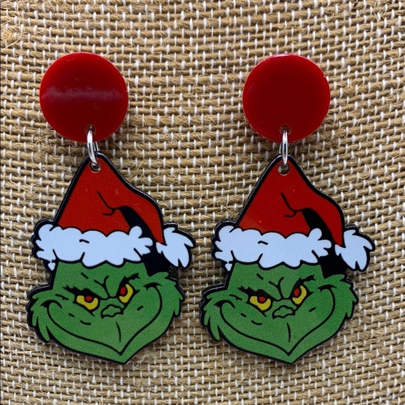 Grinch Earrings - Red and Green - Picture 3 of 7